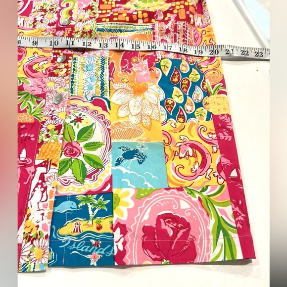 Palm Lily,Made in Turkey!Colorful Floral Dress,EUC,Button-Front,Stretch Size 12P - Picture 7 of 9